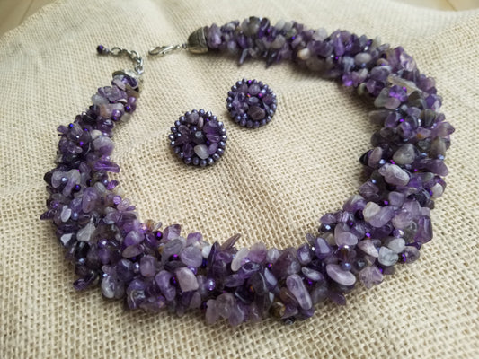 Enchanted Embrace: Amethyst & Crystal Necklace for Tranquility